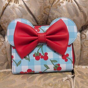 Disney Minnie Cherry Blue Gingham Loungefly Wallet